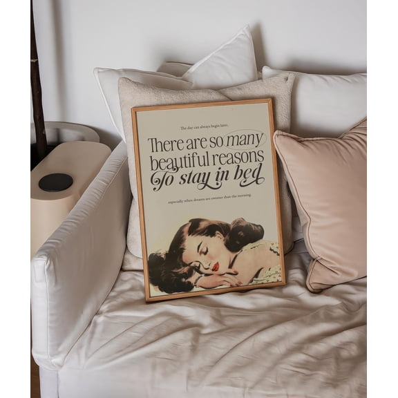 Retro Pin Up Sleepy Girl Wall Art, Unframed Paper Print Size 8x12