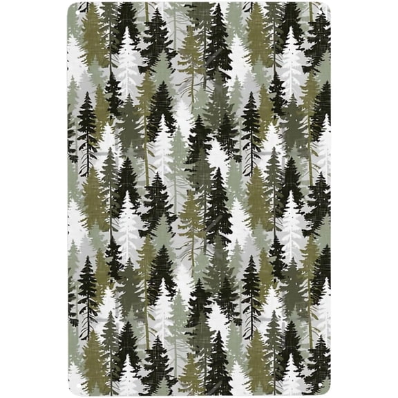 Retro Pine Tree Forest Metal Wall Sign, Aluminum Tin Home and Coffee Bar Decor, 8 x 12 Inch