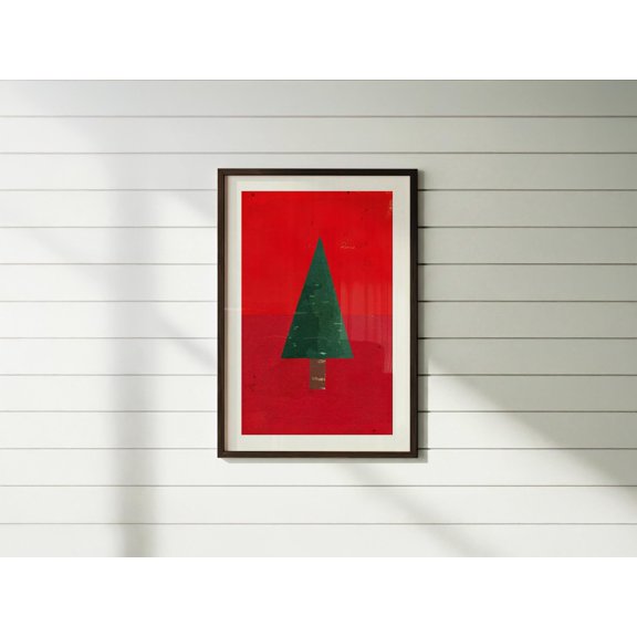 Retro Pine Tree Poster Cabin Wall Art Lake House Decor , Poster Print Only