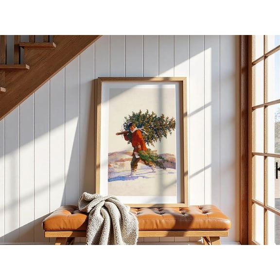 Retro Pine Tree Rustic Cabin Living Room Bedroom Office Decor Wall Art Unframed Paper Print