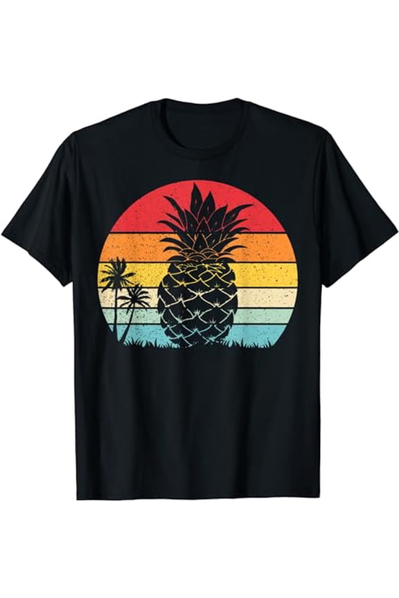 Retro Pineapple Beach Sunset Summer T-Shirt