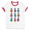 thumbnail image 1 of Retro Pineapple Print Ringer Tee Shirt Unisex Large White/Red, 1 of 5
