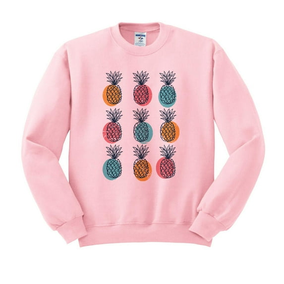 Retro Pineapple Print Sweatshirt Unisex 3X-Large Pink