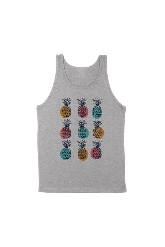 Retro Pineapple Print Tank Top Unisex X-Large Grey