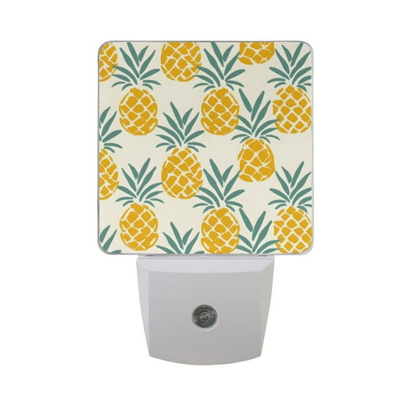 Retro Pineapples Night Light 2 Pack LED Nightlight Plug into Wall Dusk to Dawn Sensor Soft White