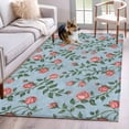 thumbnail image 1 of Retro Pink Flower Area Rugs 4x6 ft Floral Leaf Plant Blue Country Watercolor Washable Rug Non Slip Indoor Carpet Absorbent Floor Mat for Living Room Bedroom Dining Room, 1 of 9