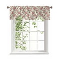 thumbnail image 1 of Retro Pink Flower Tie Up Valances Curtain, Adjustable Kitchen Floral Leaf Plant Country Watercolor Valances for Windows Decor, Rod Pocket Short Curtains Set for Bedroom/Bathroom, 60"x18", 1 of 8