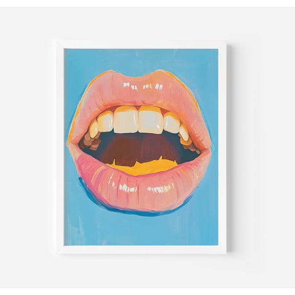 Retro Pink Lips Art Poster 90s Preppy Dorm Decor , Feminine Pop Art, Unframed Poster Size 8x12 F03.1.19l462