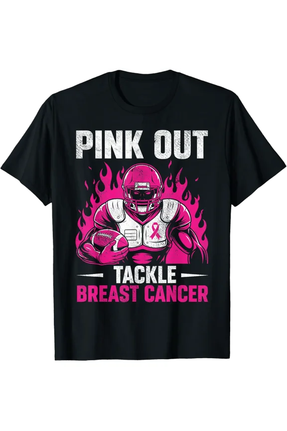 Retro Pink Out Breast Cancer Awareness Football Tee