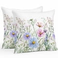thumbnail image 1 of Retro Pink Outdoor Pillow Covers Pack of 2 Blue Wildflowers Country Floral Herbs Farmhouse Waterproof Throw Pillow Covers Decorative Cushion Cases for Patio Garden Tent Balcony Couch 20x20 inch, 1 of 8