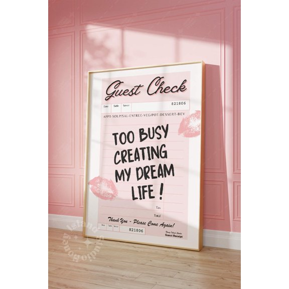 Retro Pink Preppy Dorm Decor Dream Life Guest Check Print