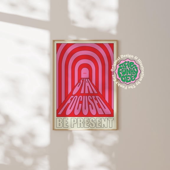 Retro Pink Red Maximalist Home Decor Trendy Eclectic Typography Unframed Paper Print