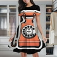 thumbnail image 1 of Retro Pink Rotary Phone Women's Classic Swing Skater Dress Casual Work Party Cocktail Dresses, 1 of 6