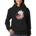 thumbnail image 1 of Retro Pink Stripes And Palm Tree Hoodie Women -GoatDeals Designs, Female x-Large, 1 of 4