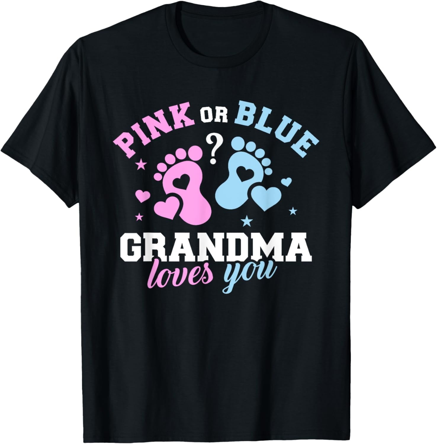 Retro Pink or Blue Grandma Loves You Gender Reveal Announcement Tee ...