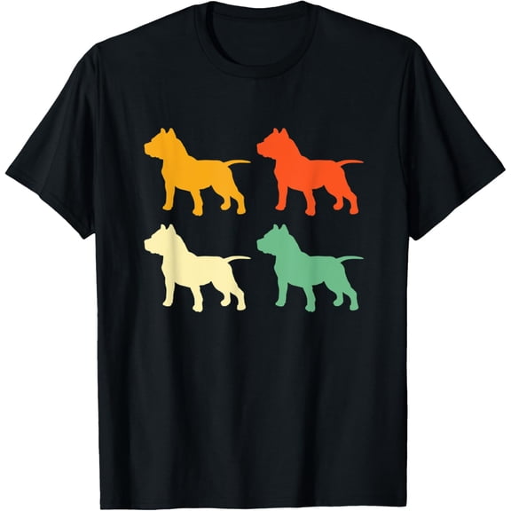 Retro Pitbull Dad Dog Pet Owner Lover Cute Pit Bull Gift T-Shirt