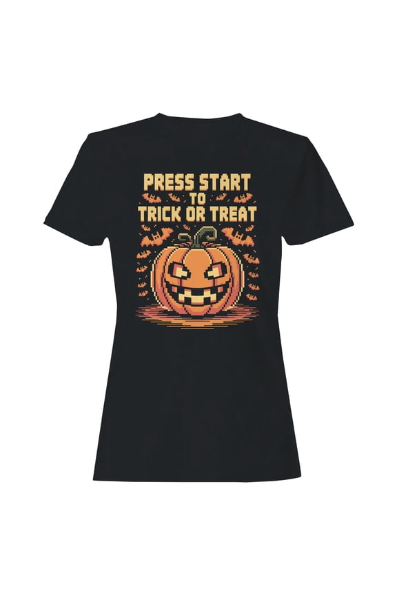 Retro Pixel Halloween Pumpkin Women's T-shirt