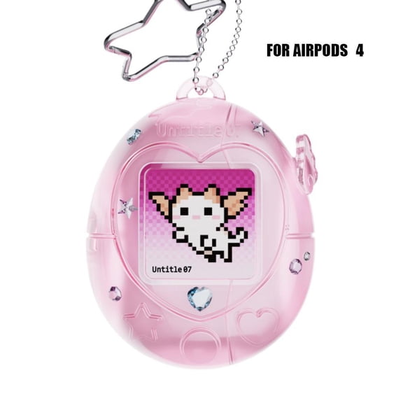 Retro Pixel Pet AirPods Case With Interchangeable Cards And DIY Decorations For AirPods 4 Pro 1 2