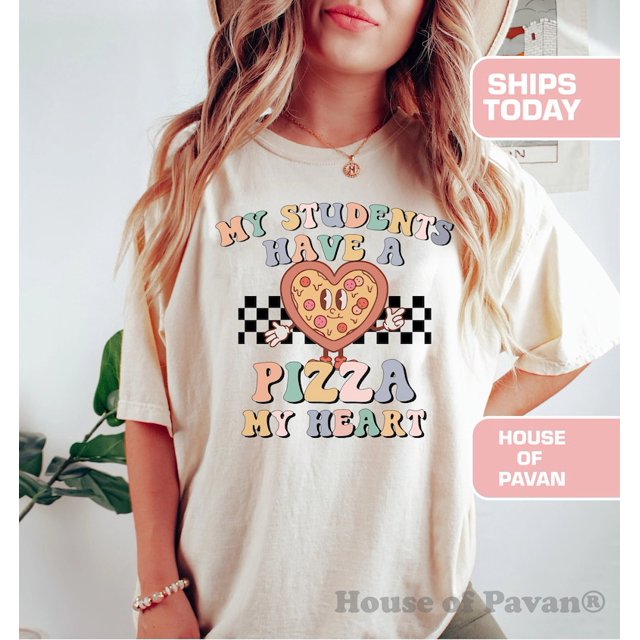 Retro Pizza Teacher Valentine Shirt, Comfort Colors®, Teachers Graphic