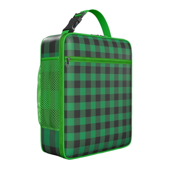 Retro Plaid Insulated Lunch Tote – Colorful Checkered and Geometric Moroccan Inspired Design, Waterproof Insulated Cooler Bag for Work, School, or Picnic