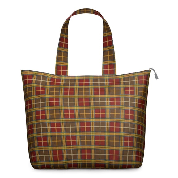 Retro Plaid Pattern Weekender Bag Vintage Travel Tote with Rustic Checkered Print, Moroccan Geometric Aesthetic, Carry-On Duffel for Women