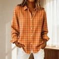 thumbnail image 1 of Retro Plaid Print Shirt Contrast Color Plaid Fall Blouses Dress Shirt Plaid Shirt Plaid Button Up Shirts for Women Patchwork Shirt Fall Outfits Patchwork Button Down Shirts Long Sleeve Orange XXL, 1 of 4