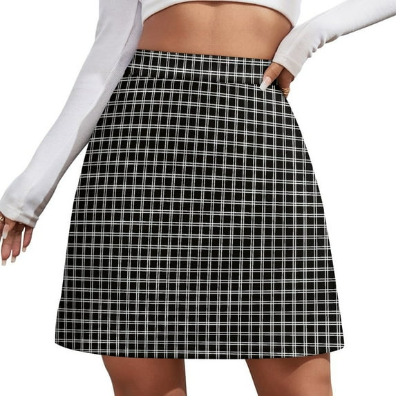Retro Plaid Skirt Ladies Black And White Check Mini Skirts Summer Korean Fashion High Wais