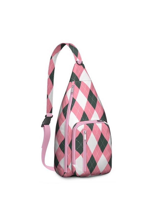 Retro Plaid Sling Backpack for Hiking & Travel – Vintage Checkered & Buffalo Plaid Daypack for Women & Men, Geometric Outdoor Crossbody Bag with Rustic Style