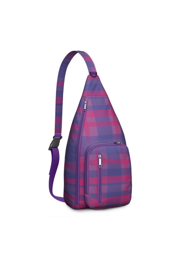 Retro Plaid Sling Backpack for Hiking & Travel – Vintage Checkered & Buffalo Plaid Daypack for Women & Men, Geometric Outdoor Crossbody Bag with Rustic Style