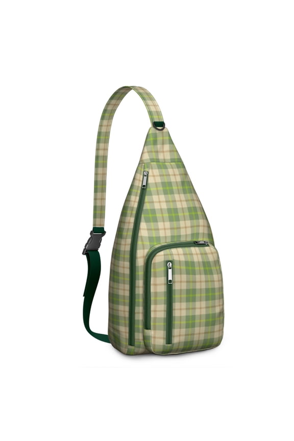 Retro Plaid Sling Backpack for Hiking & Travel – Vintage Checkered & Buffalo Plaid Daypack for Women & Men, Geometric Outdoor Crossbody Bag with Rustic Style