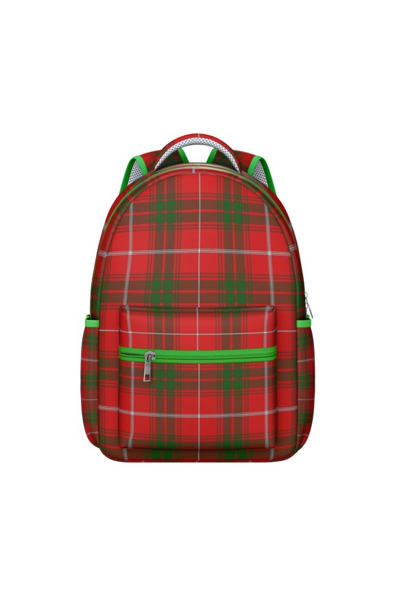 Retro Plaid Student Backpack - Waterproof Lightweight Daypack with Spinal Support & Stylish Farmhouse Print for Teens