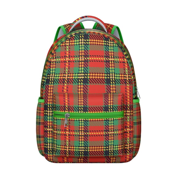 Retro Plaid Student Backpack - Waterproof Lightweight Daypack with Spinal Support & Stylish Farmhouse Print for Teens