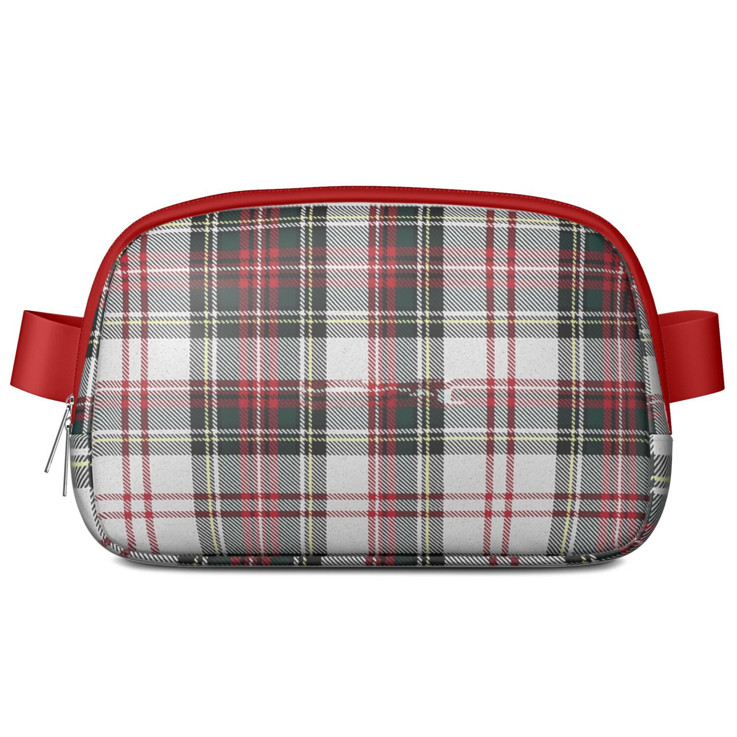 Retro Plaid Waist Bag – Vintage Checkered Fanny Pack with Abstract Geometric Pattern