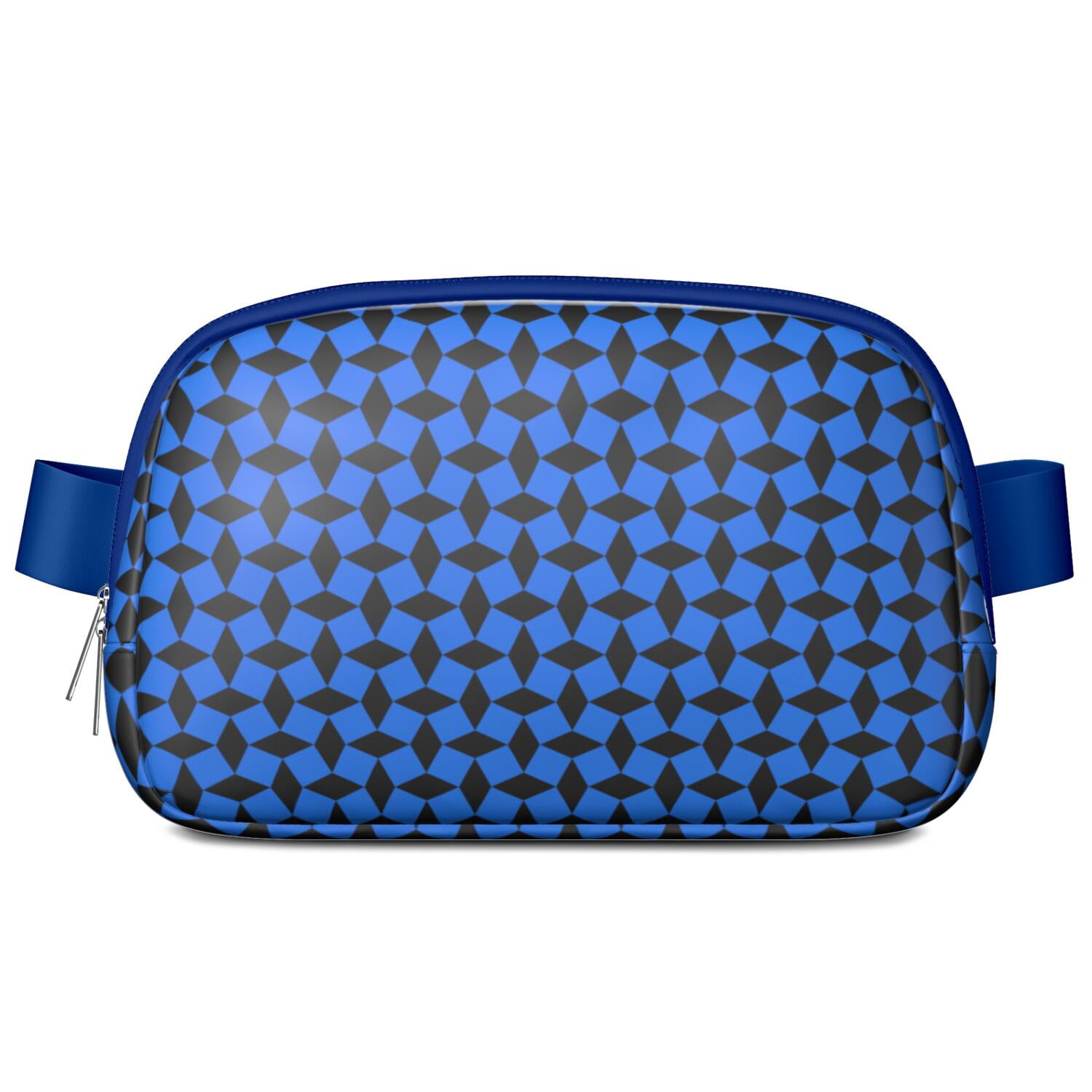 Retro Plaid Waist Bag – Vintage Checkered Fanny Pack with Abstract Geometric Pattern