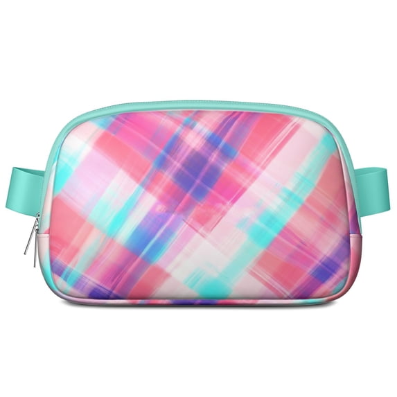 Retro Plaid Waist Bag – Vintage Checkered Fanny Pack with Abstract Geometric Pattern