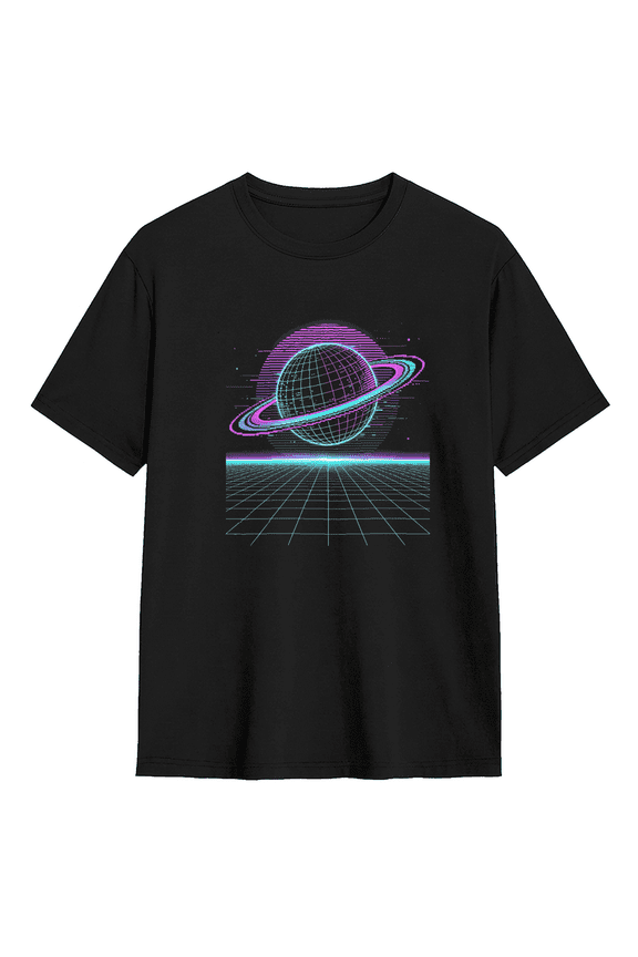 Retro Planet Graphic Tee For Men And Women, Sci Fi Cool Cotton Short Sleeves T-Shirt