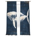 thumbnail image 1 of Retro Plank Sheer Curtains 96 Inch Long 2 Panels, Graceful Whale in Oceanic Watercolor Light Filtering Rod Pocket Curtains, Sheer Voile Drapes for Living Room Bedroom, 52"x96", 1 of 8