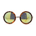 thumbnail image 1 of Retro Plastic Side Visor Round Circle Lens Double Rim Sunglasses Tortoise Yellow Mirror, 1 of 4