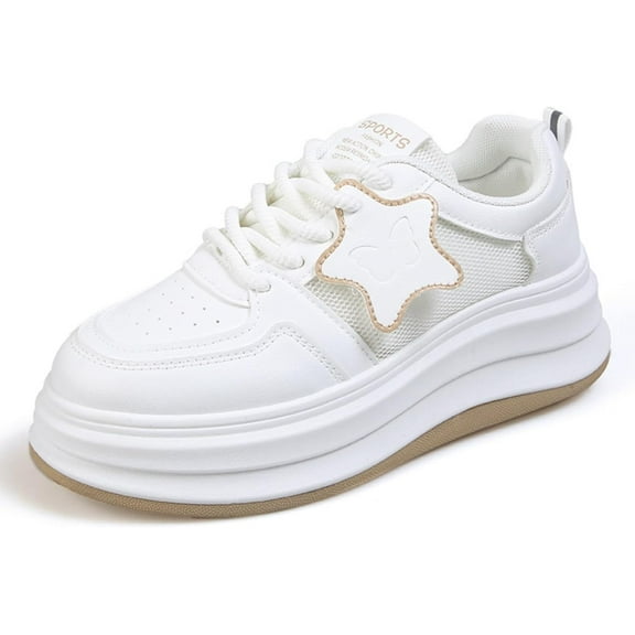 Retro Platform Sneakers for Women - The mesh is breathable | White Casual Thick Sole Shoes