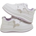 thumbnail image 1 of Retro Platform Sneakers for Women - The mesh is breathable | White Casual Thick Sole Shoes, 1 of 9