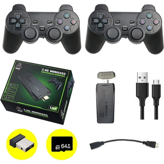 Retro Play Stick - Revisit Classic Plays with 9 Emulators, 20,000+ Plays, 4K Output, and Wireless Controller for TV (20000+)(64G)