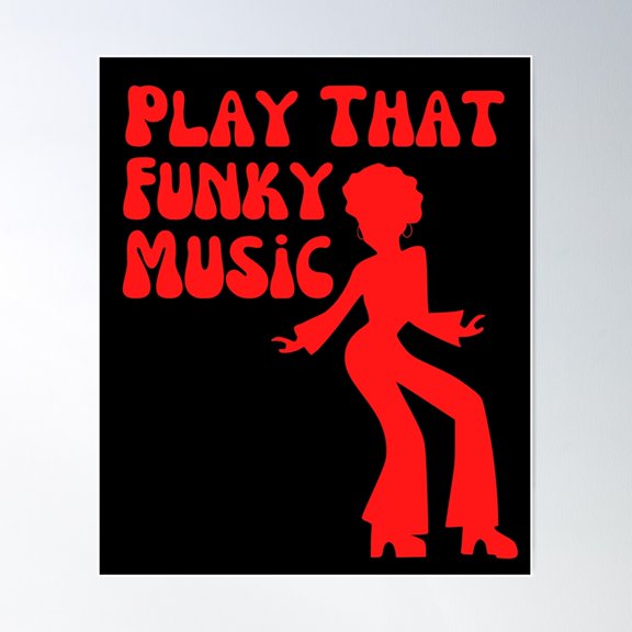 Retro Play That Funky Music Graphic Design Red Poster Wall Art, Modern Wall Decor For Living Room Bedroom, 8x12 UNFRAMED