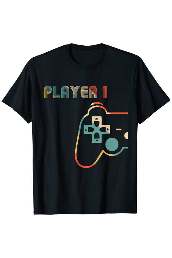 Retro Player 1 Video Game Controller Graphic Tee - Vintage Style Gamer T-Shirt for Men and Women - Classic Gaming Apparel