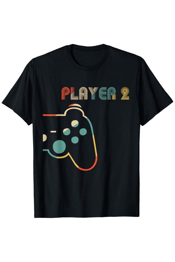 Retro Player 2 Gaming Graphic Tee Vintage Video Game Controller Unisex T-Shirt for Gamers