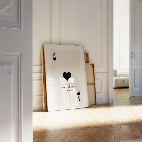 Retro Playing Card Print Mon Cherie Amour Wall Art, Unframed Poster
