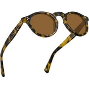 Retro Polarized Sunglasses for Men UV400 Protection Round Handmade Acetate Driving Vintage Style Shades