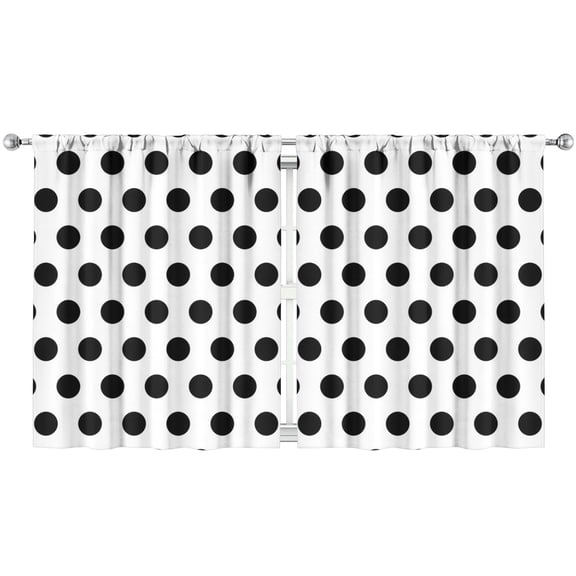 Retro Polka Dot Aesthetic Kitchen Curtains 2 Pack - 52x63 Inch Geometric Dots, Semi-Sheer Caf Curtains with Easy Care
