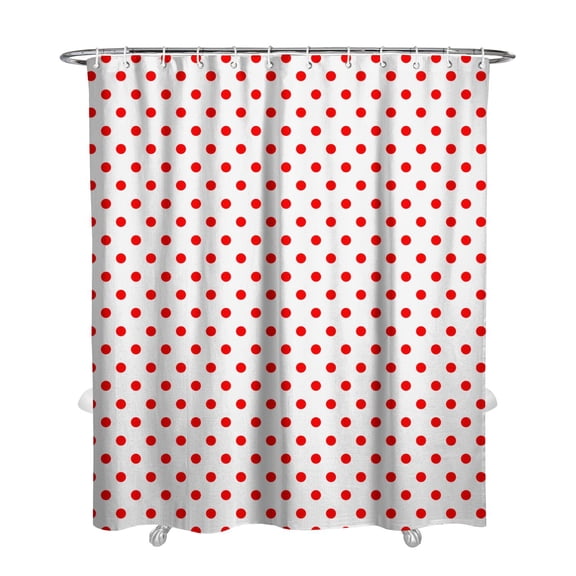 Retro Polka Dot Aesthetic Shower Curtain - Geometric Dots Design Quick-Dry Polyester Fabric with 12 Hooks Included