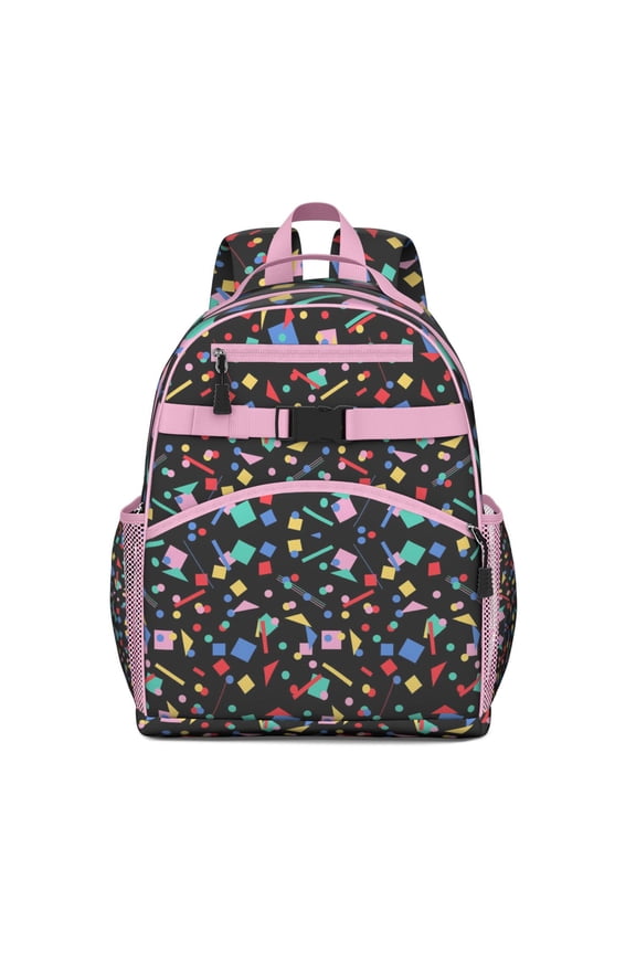 Retro Polka Dot Pattern Student Backpack for Students Bookbag Colorful Dots School Bag with Chest Strap Lightweight Durable Geometric Design