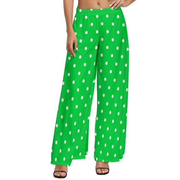 Retro Polka Dots Pants Black And Yellow Trendy Wide Pants Female Oversized Aesthetic Custom Straight Trousers